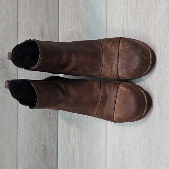 Sorel Women Leather Wedge Boots shoes sz 8 - Picture 3 of 13